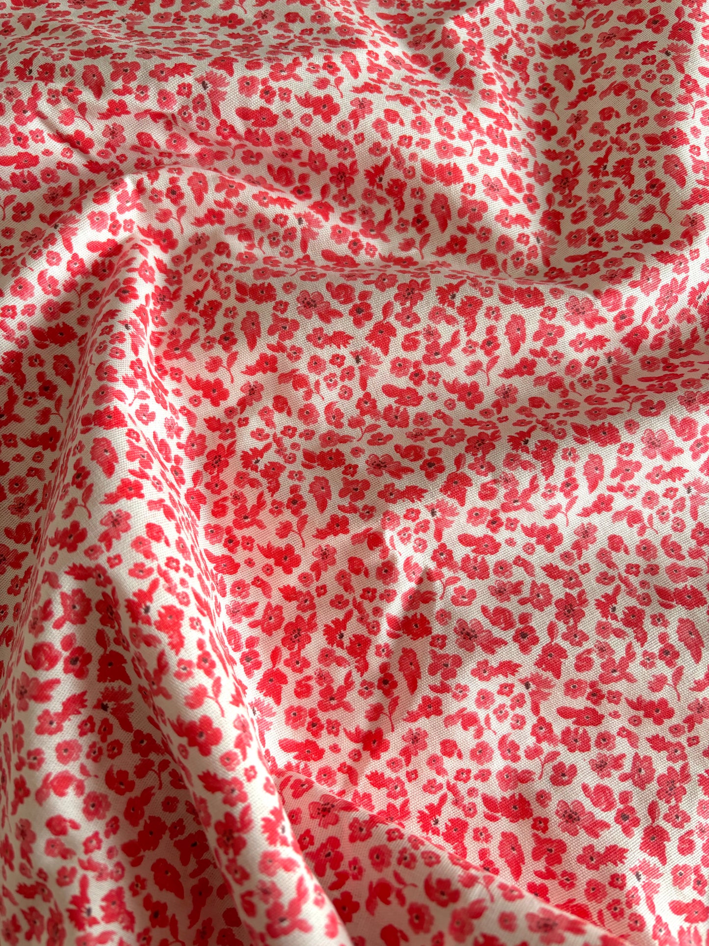 Ditsy Floral Cotton Poplin - Red