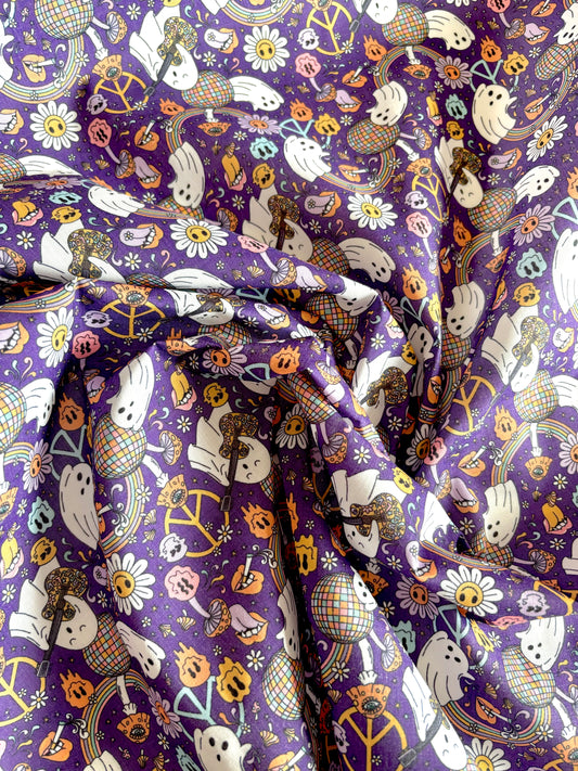 Disco Ghosts Polycotton - REMNANT - 75cm