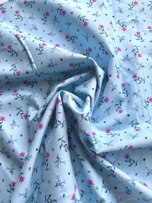 Winter Pansy Cotton - Icy Blossom - REMNANT - 75cm