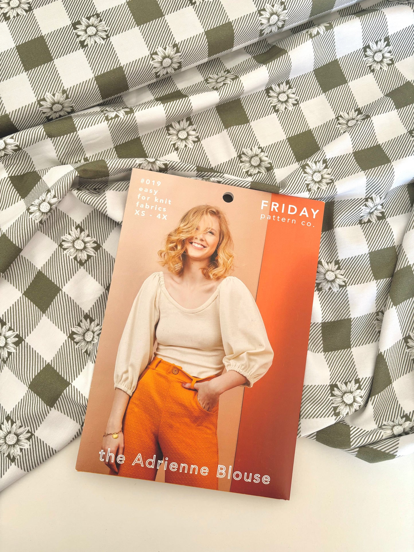 Adrienne Blouse Kit - Daisy Gingham Cotton Jersey - The Crafty Pie