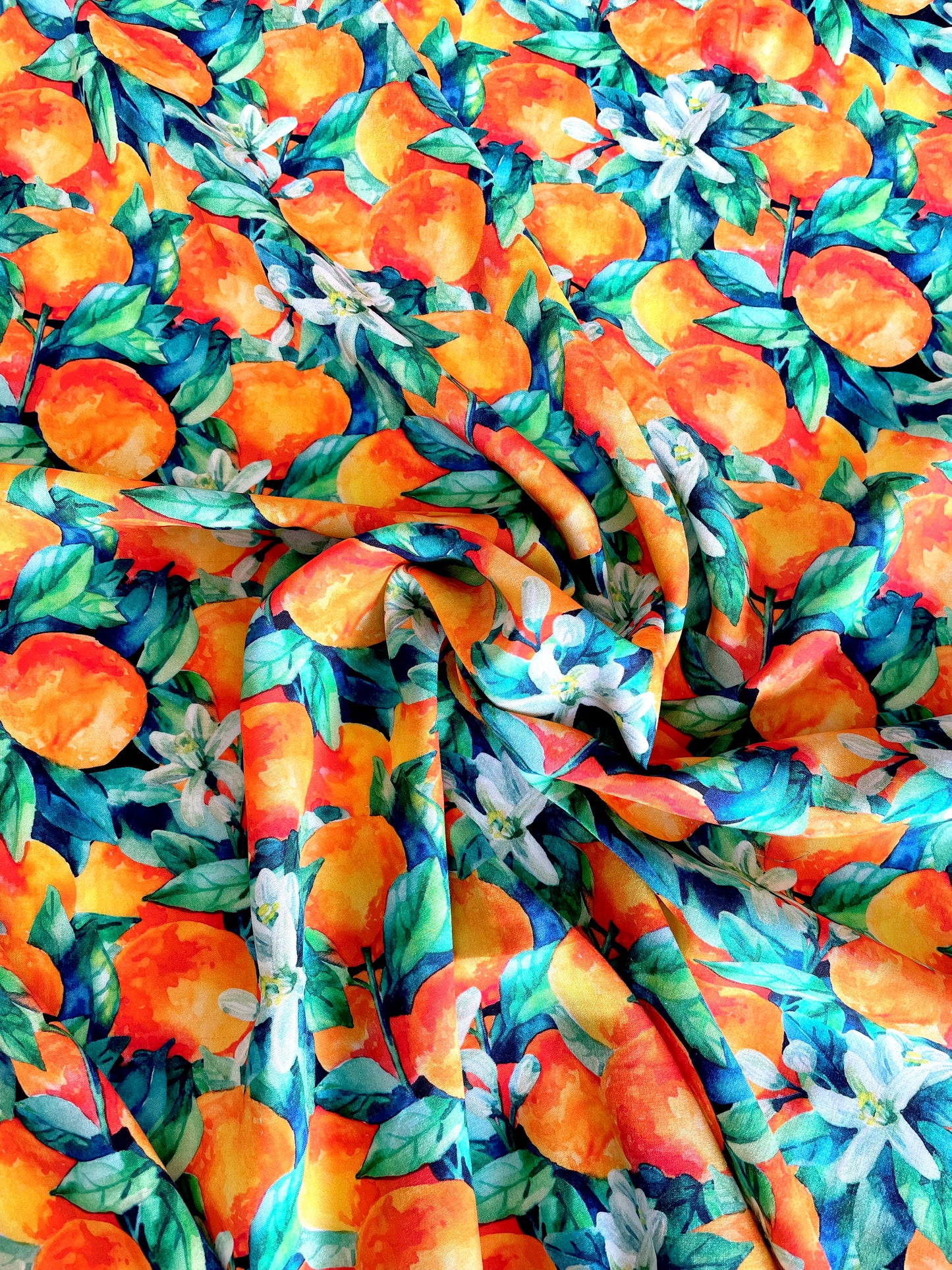 Summer Orange Viscose - Little Johnny Fabrics
