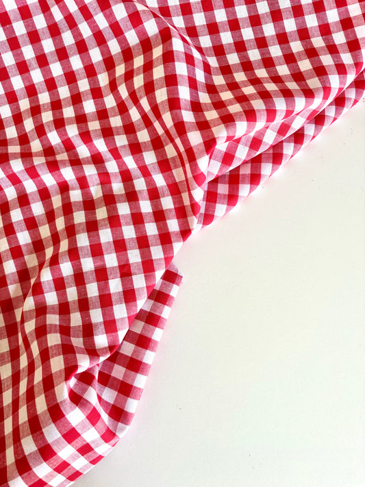 Large Cotton Gingham - Red - REMNANT - 1m