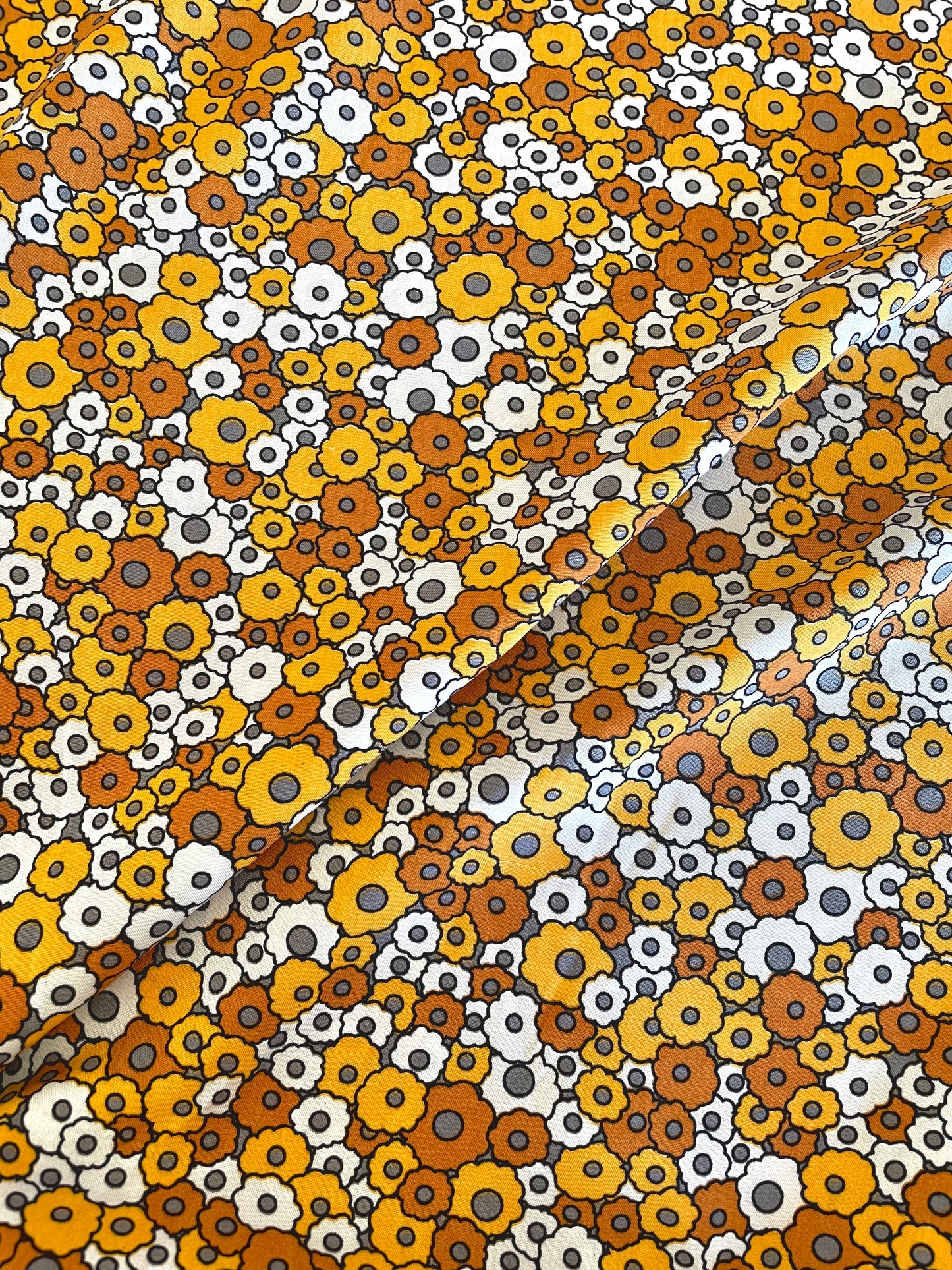 Retro Florals Viscose - Mustard - REMNANT - 125cm x 145cm