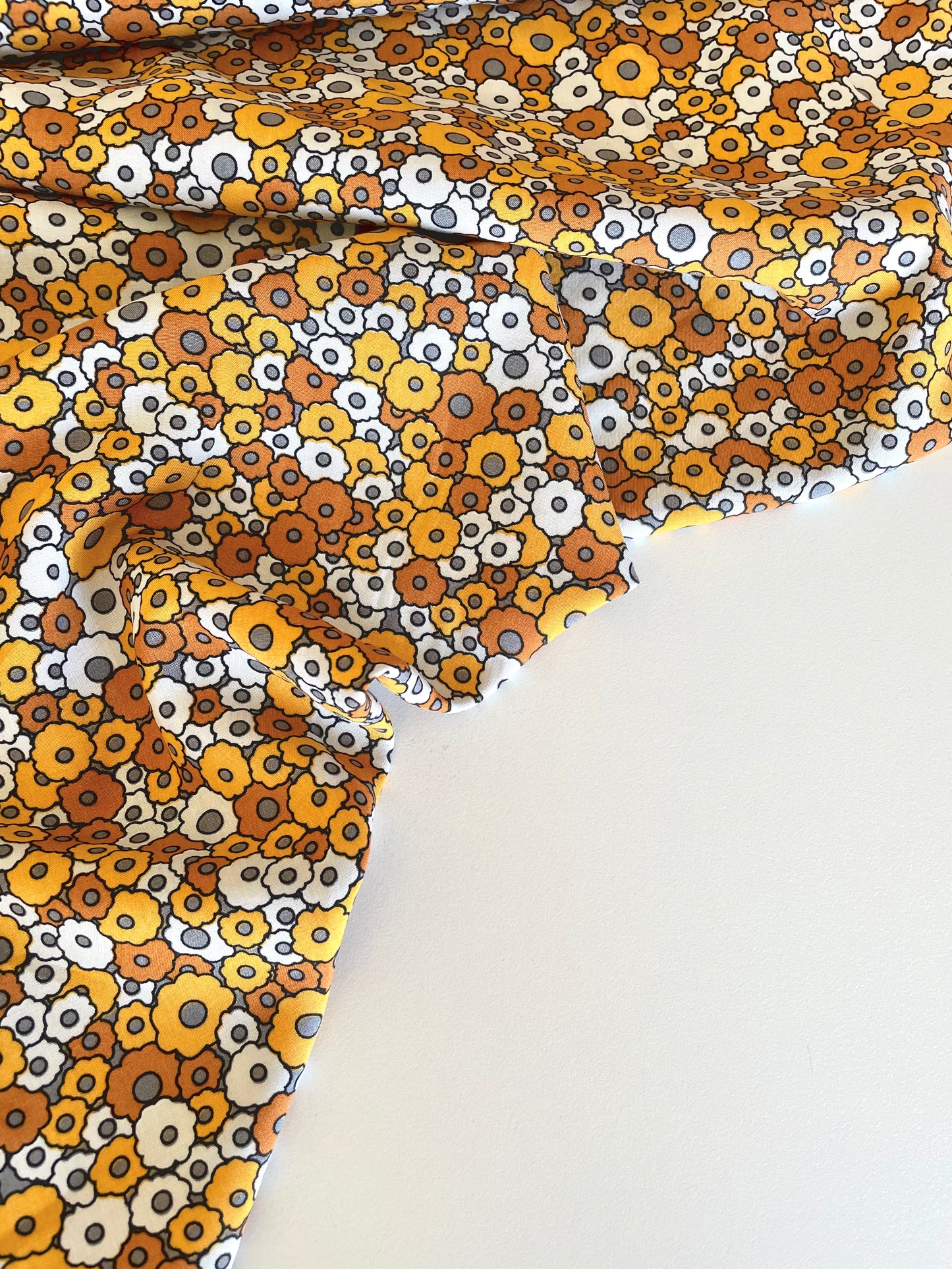 Retro Florals Viscose - Mustard - REMNANT - 125cm x 145cm