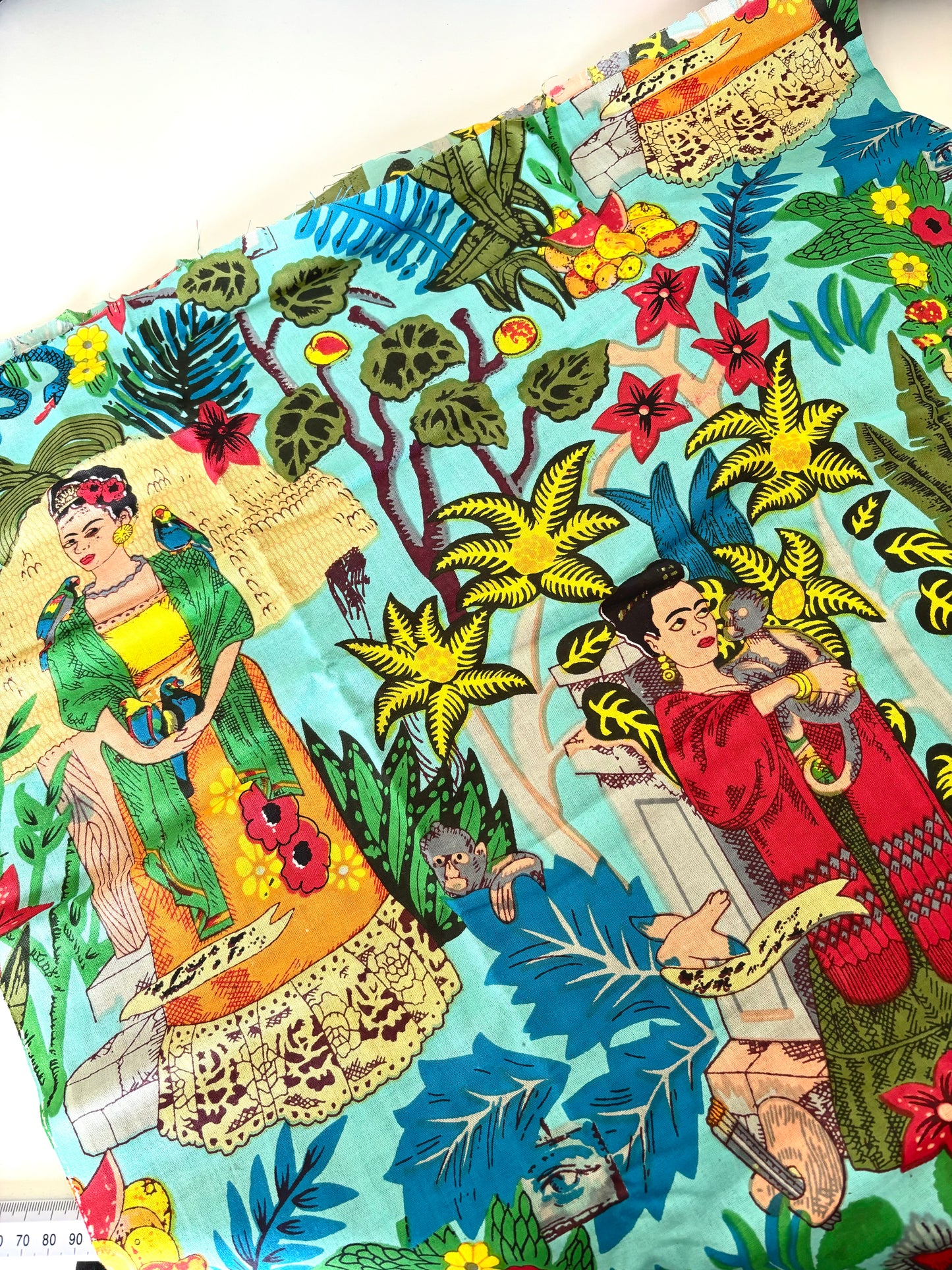 Frida Kahlo Cotton - Blue - REMNANT - 2m