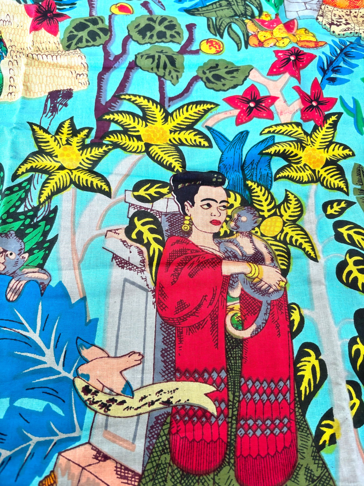 Frida Kahlo Cotton - Blue - REMNANT - 2m