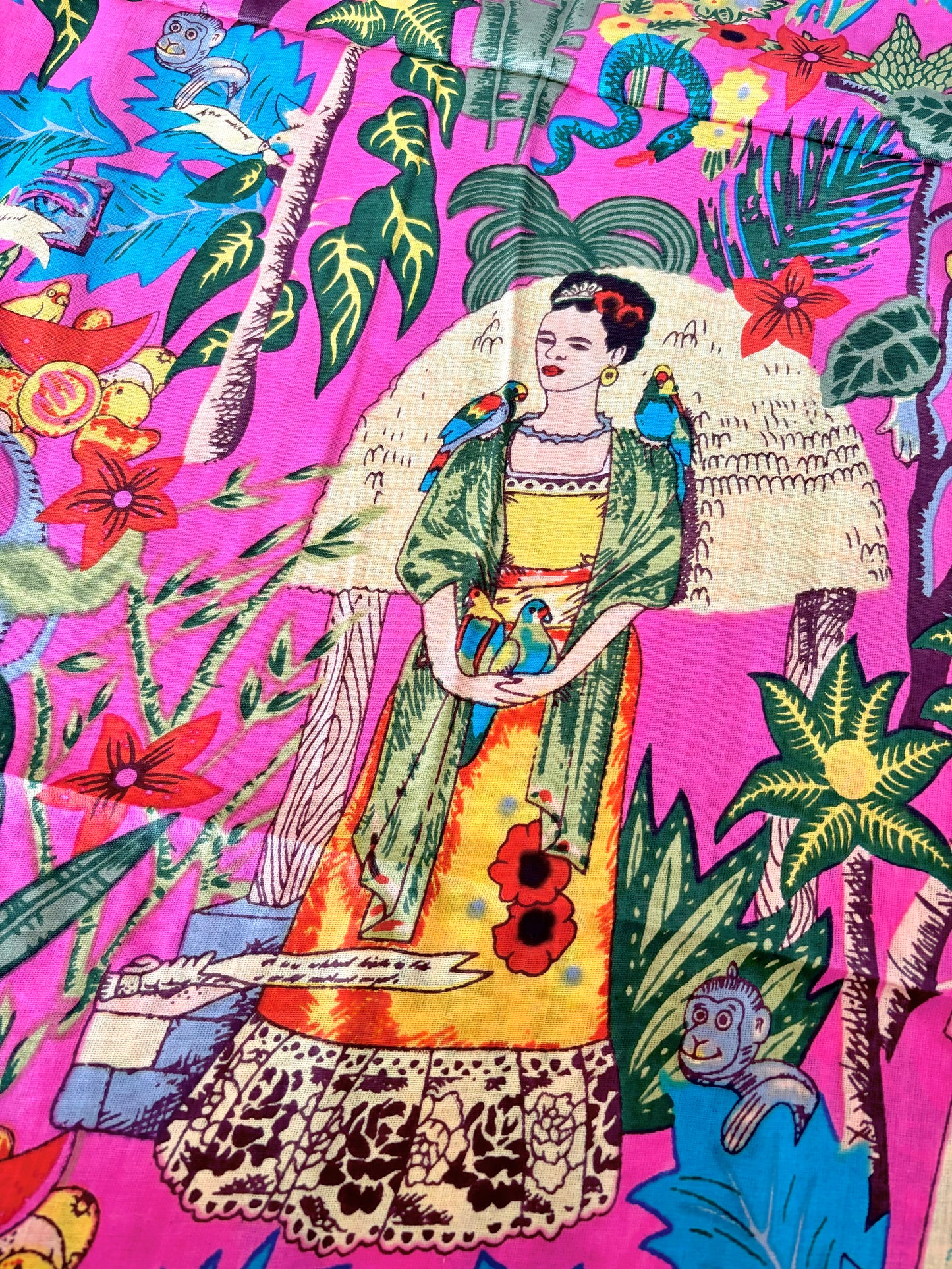 Frida Kahlo Cotton - Pink - REMNANT - 2m