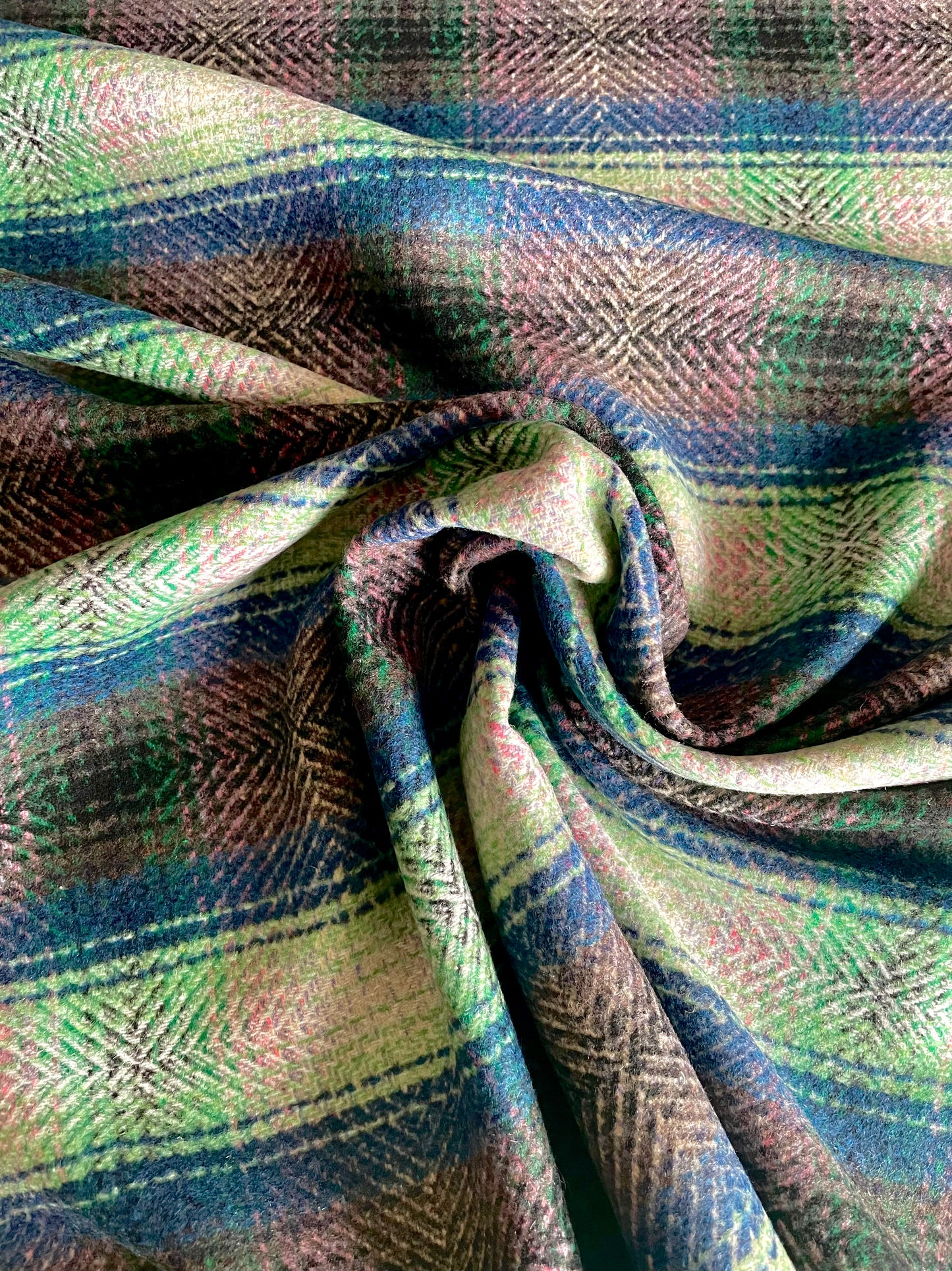 Psychedelic Tartan Wool Mix - REMNANT - 65cm x 150cm