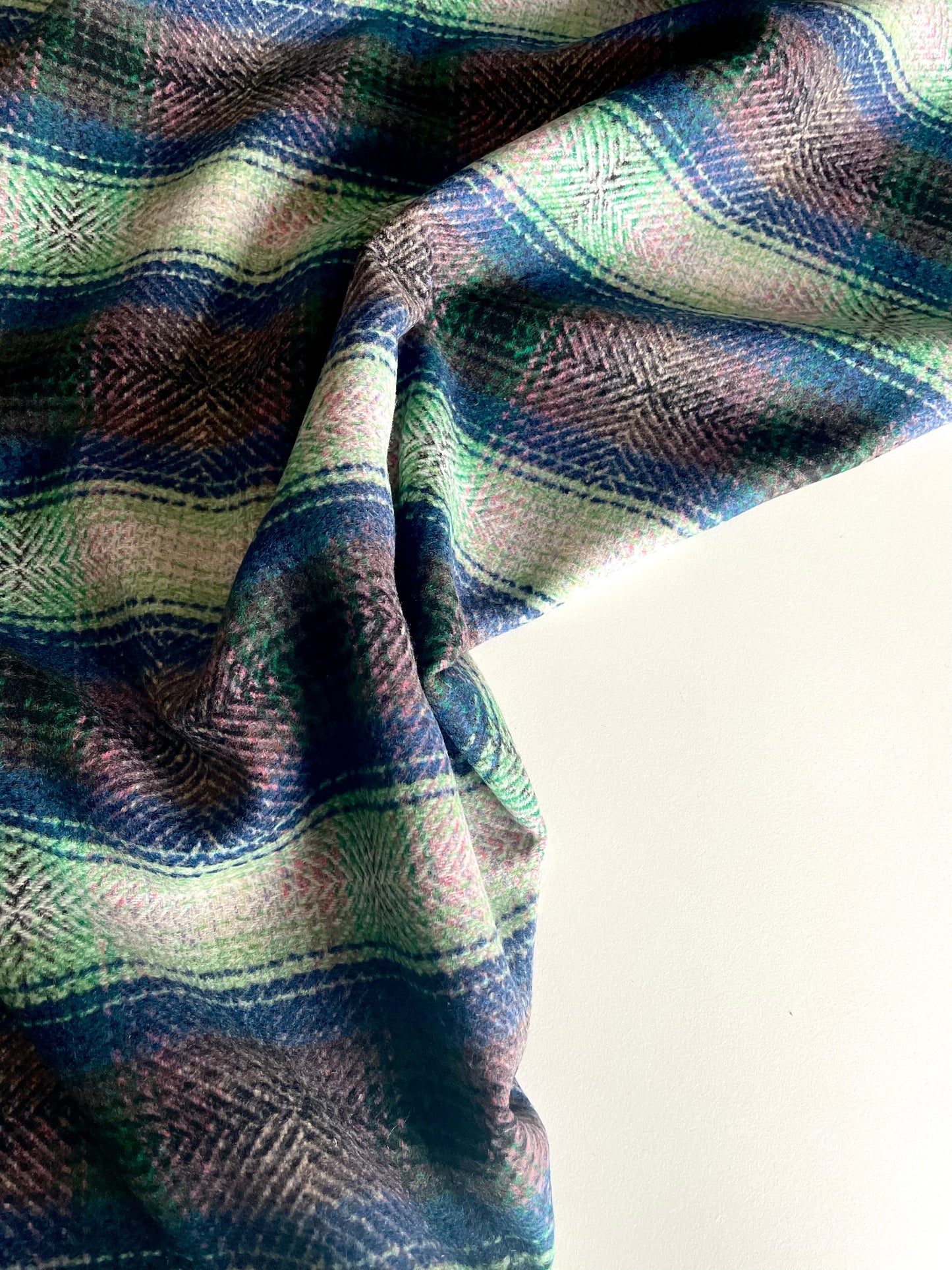 Psychedelic Tartan Wool Mix - REMNANT - 65cm x 150cm