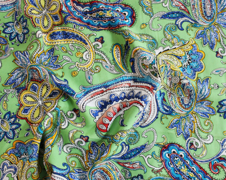 Paisley Print Viscose - Green - REMNANT - 80cm