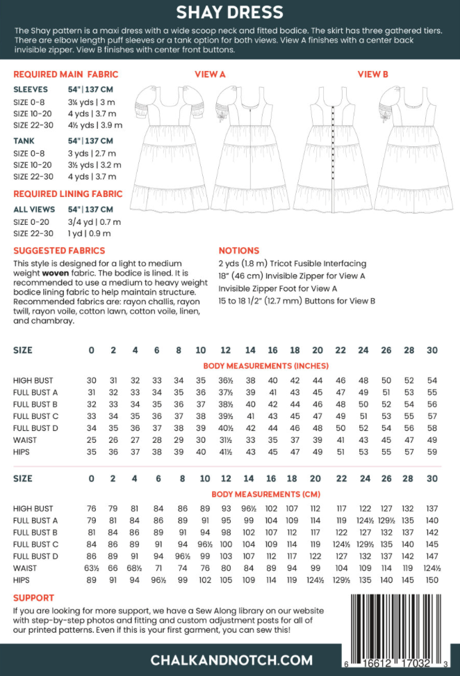 Shay Dress - Chalk & Notch Patterns