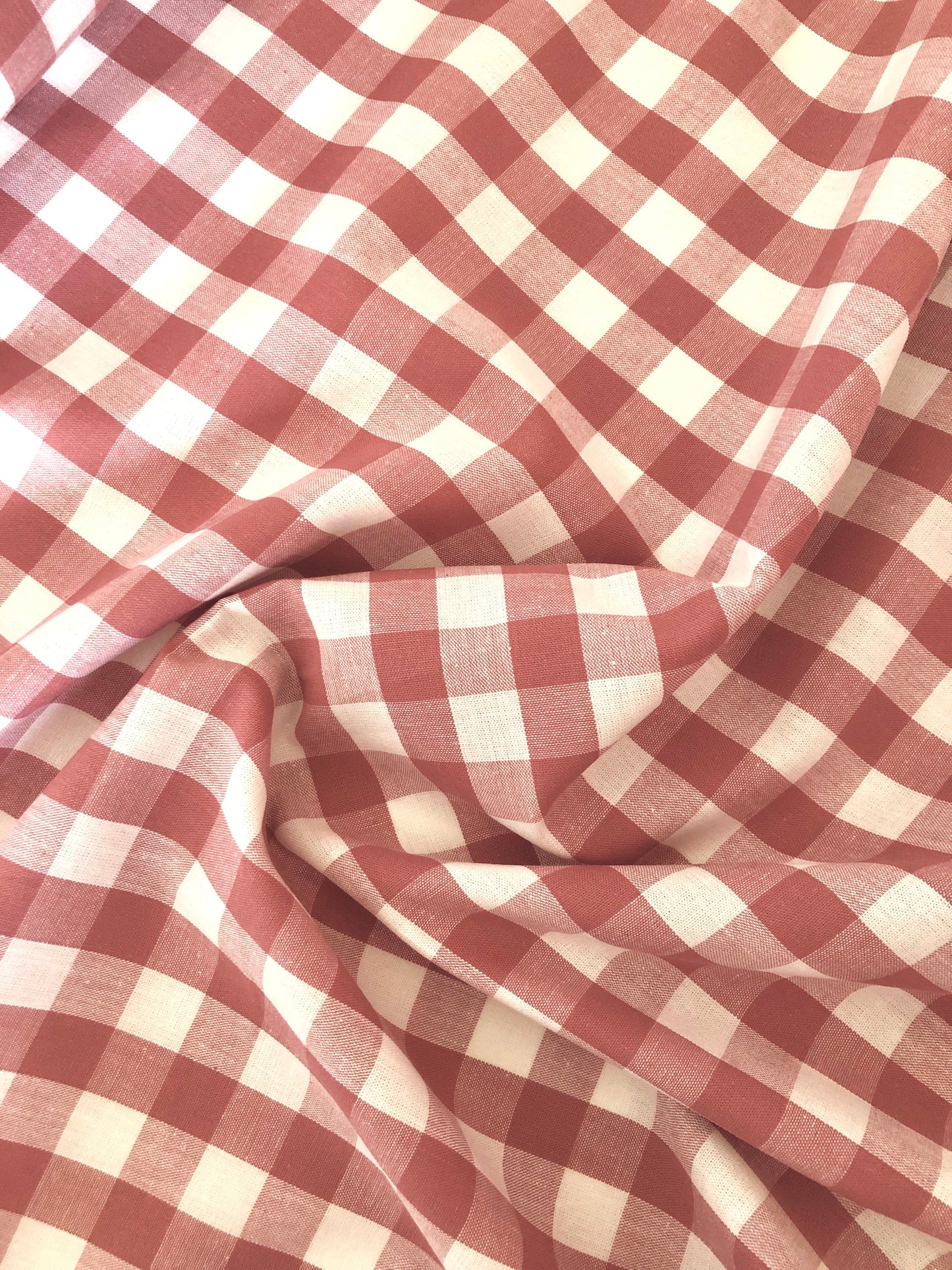 Large Cotton Gingham - Dusky Pink