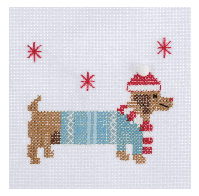 Festive Dachshund Cross Stitch Kit