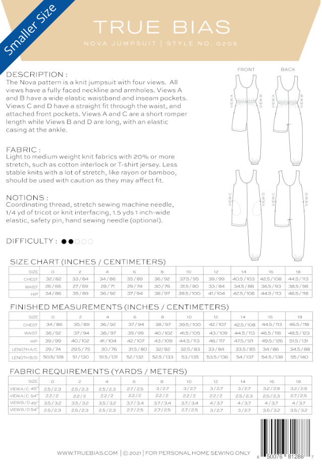 Nova Jumpsuit by True Bias - Paper Pattern
