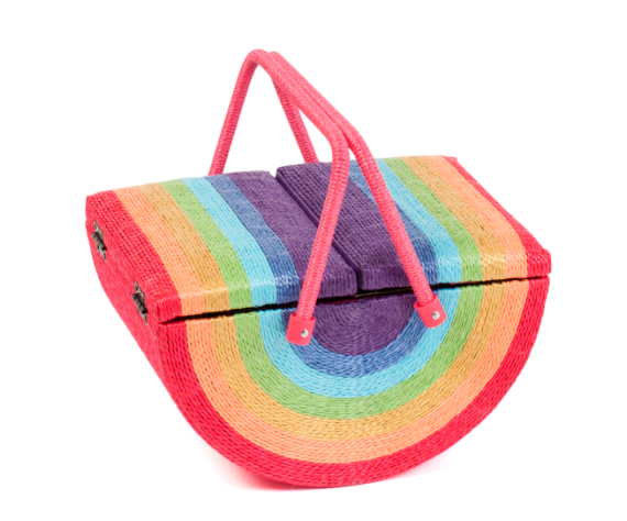 Rainbow Wicker Sewing Box