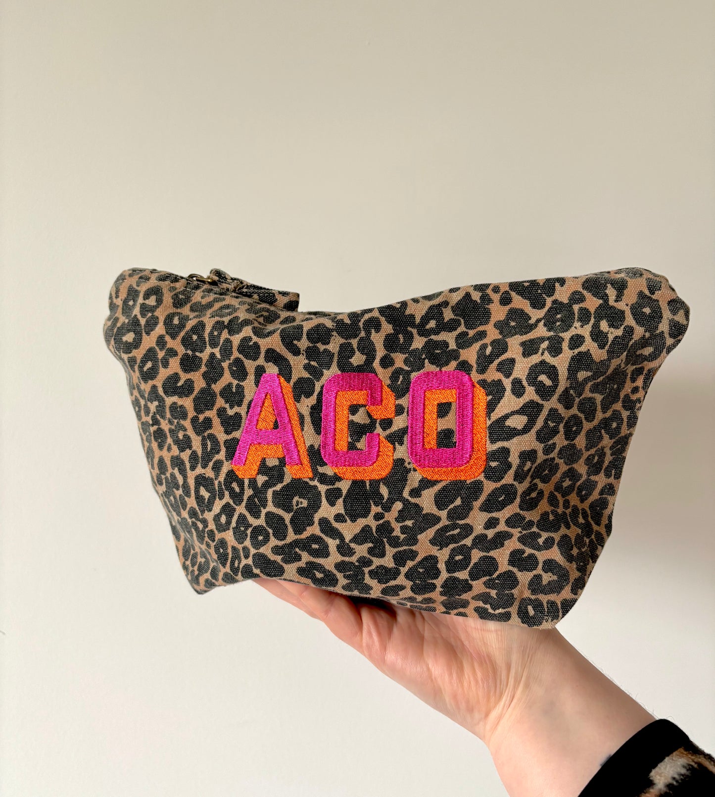 Personalised Leopard Print Accessory Bag