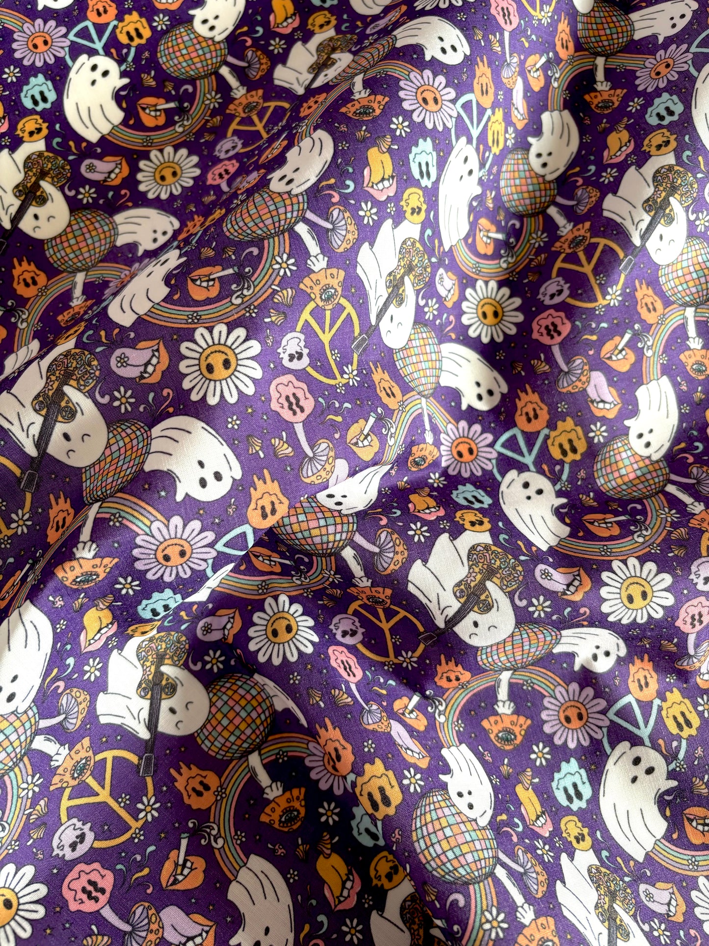 Disco Ghosts Polycotton - REMNANT - 75cm