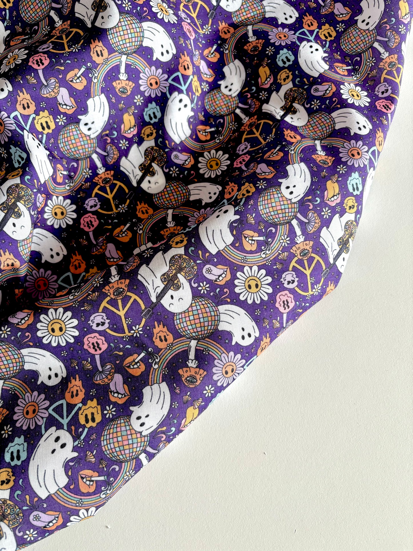 Disco Ghosts Polycotton - REMNANT - 75cm