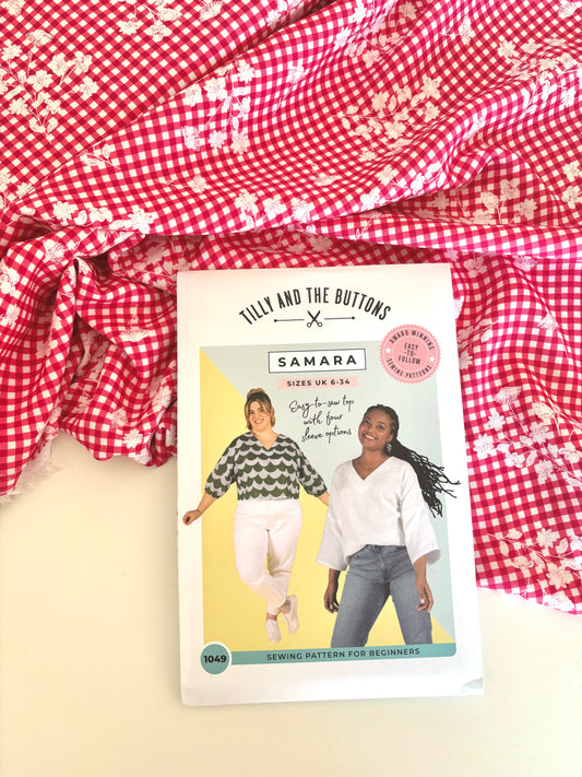 Samara Top Kit - Floral Gingham Viscose - The Crafty Pie