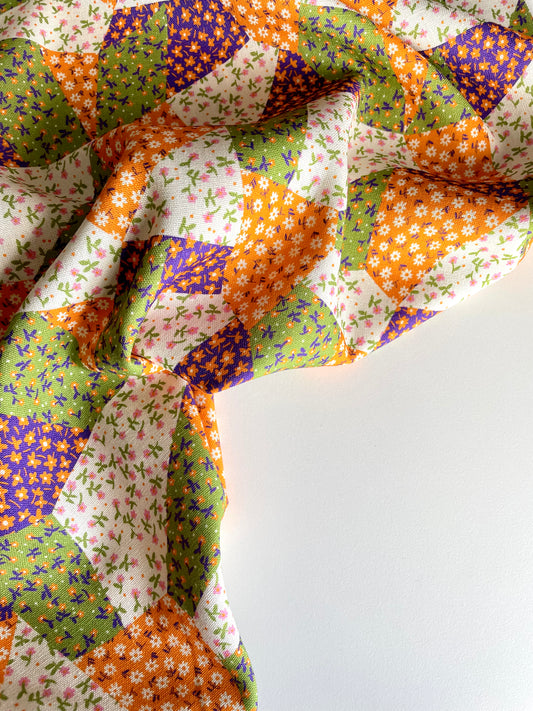 Patchwork Pansy Linen Mix - Little Johnny - REMNANT - 195cm