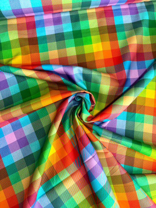 Rainbow Check Cotton Viscose Twill - Little Johnny