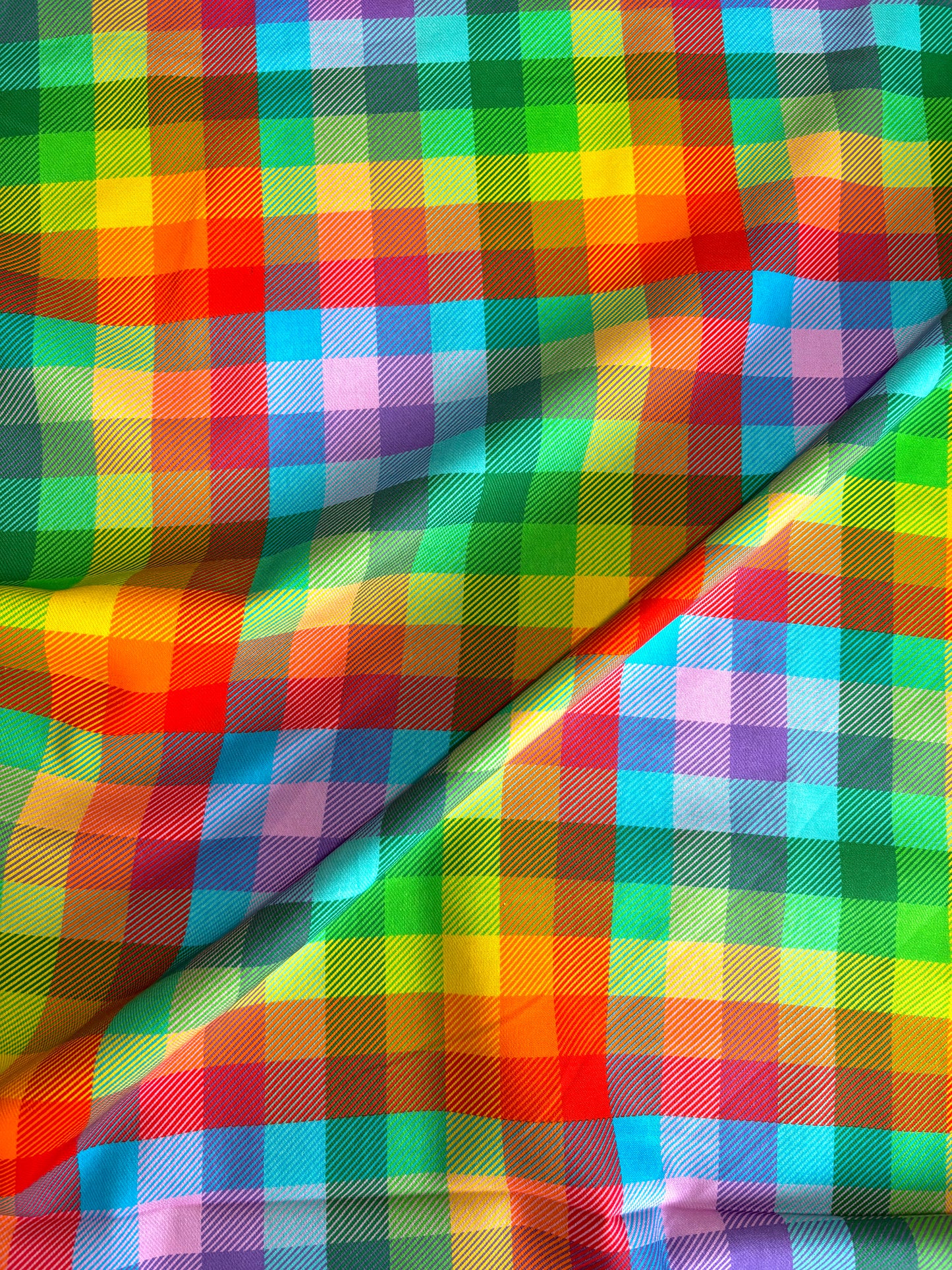 Rainbow Check Cotton Viscose Twill - Little Johnny