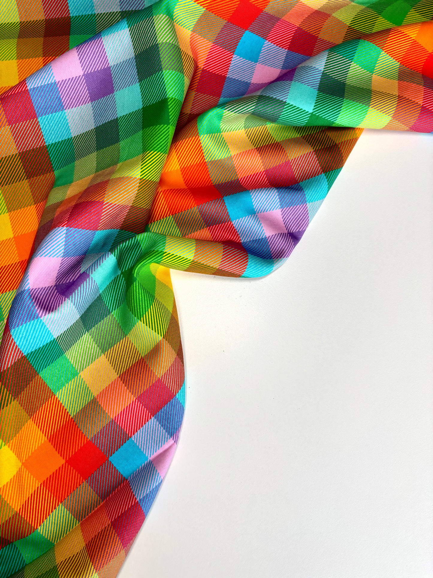 Rainbow Check Cotton Viscose Twill - Little Johnny