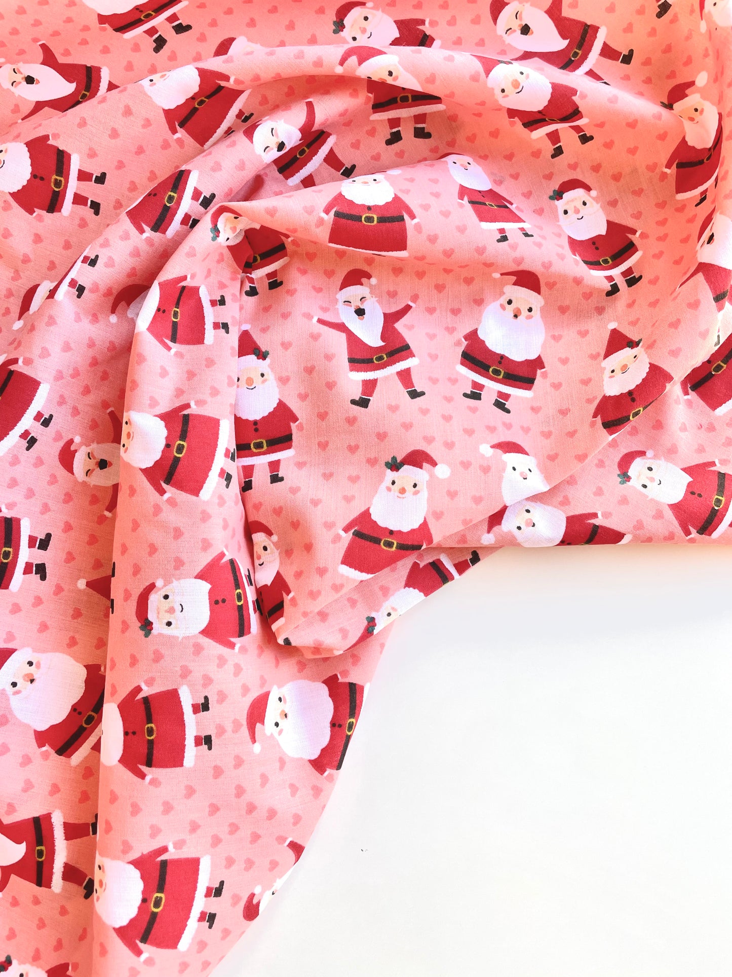 Happy Santas Polycotton - Pink