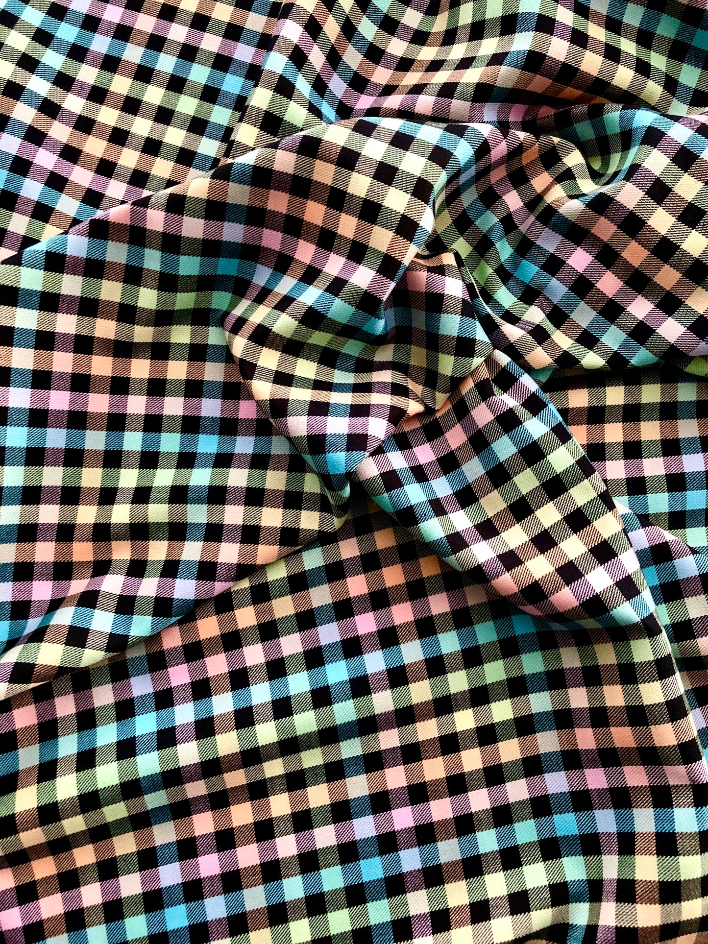 Rainbow Gingham Polyviscose Tartan