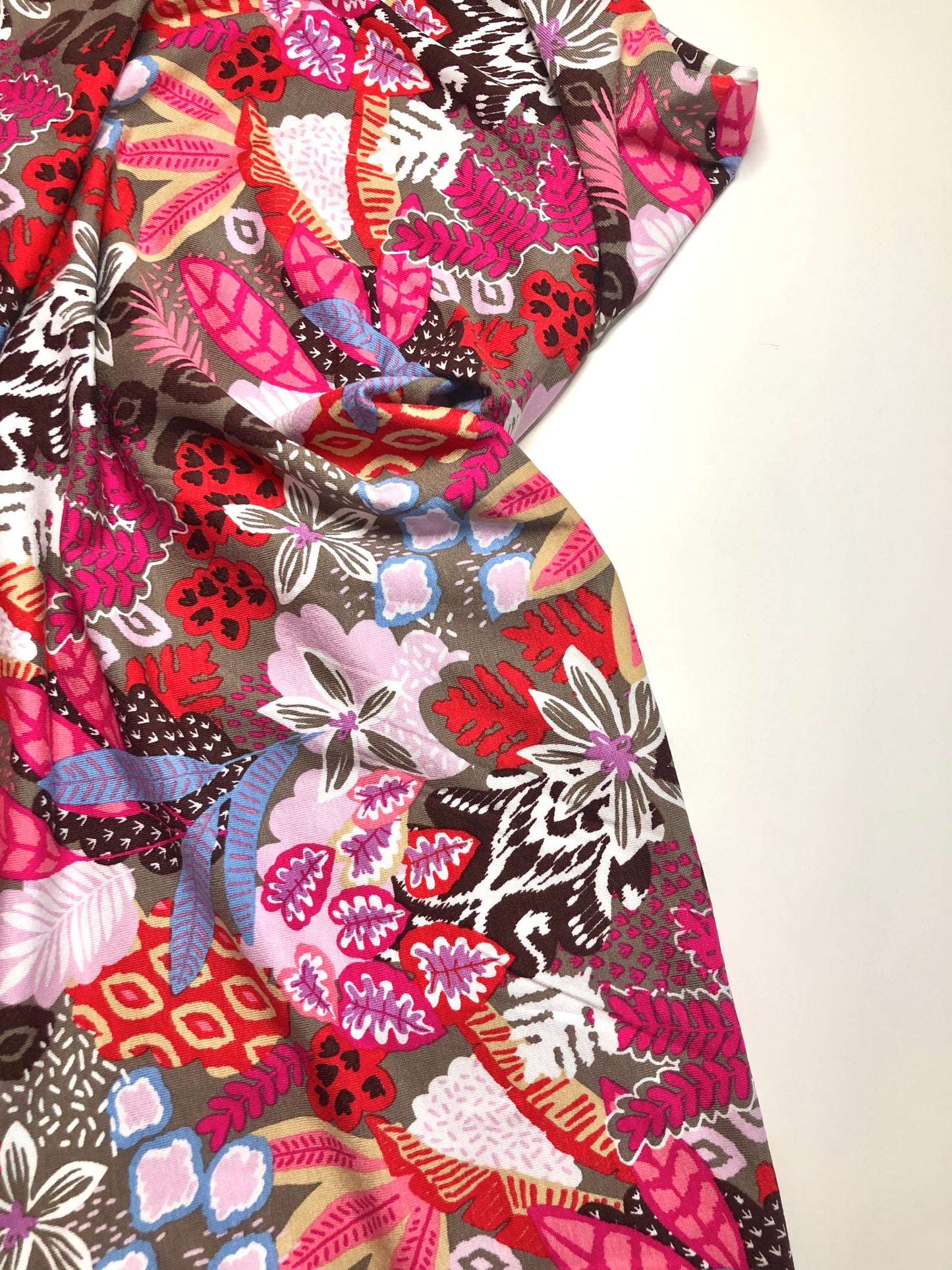 Rainforest Red Rayon Jersey - Modelo Fabrics - REMNANT - 110cm x 151cm