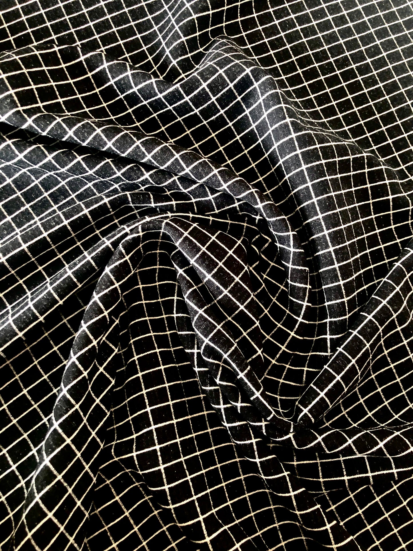 Checkerboard Cotton Jersey - Black - REMNANT - 3m x175cm - FLAW