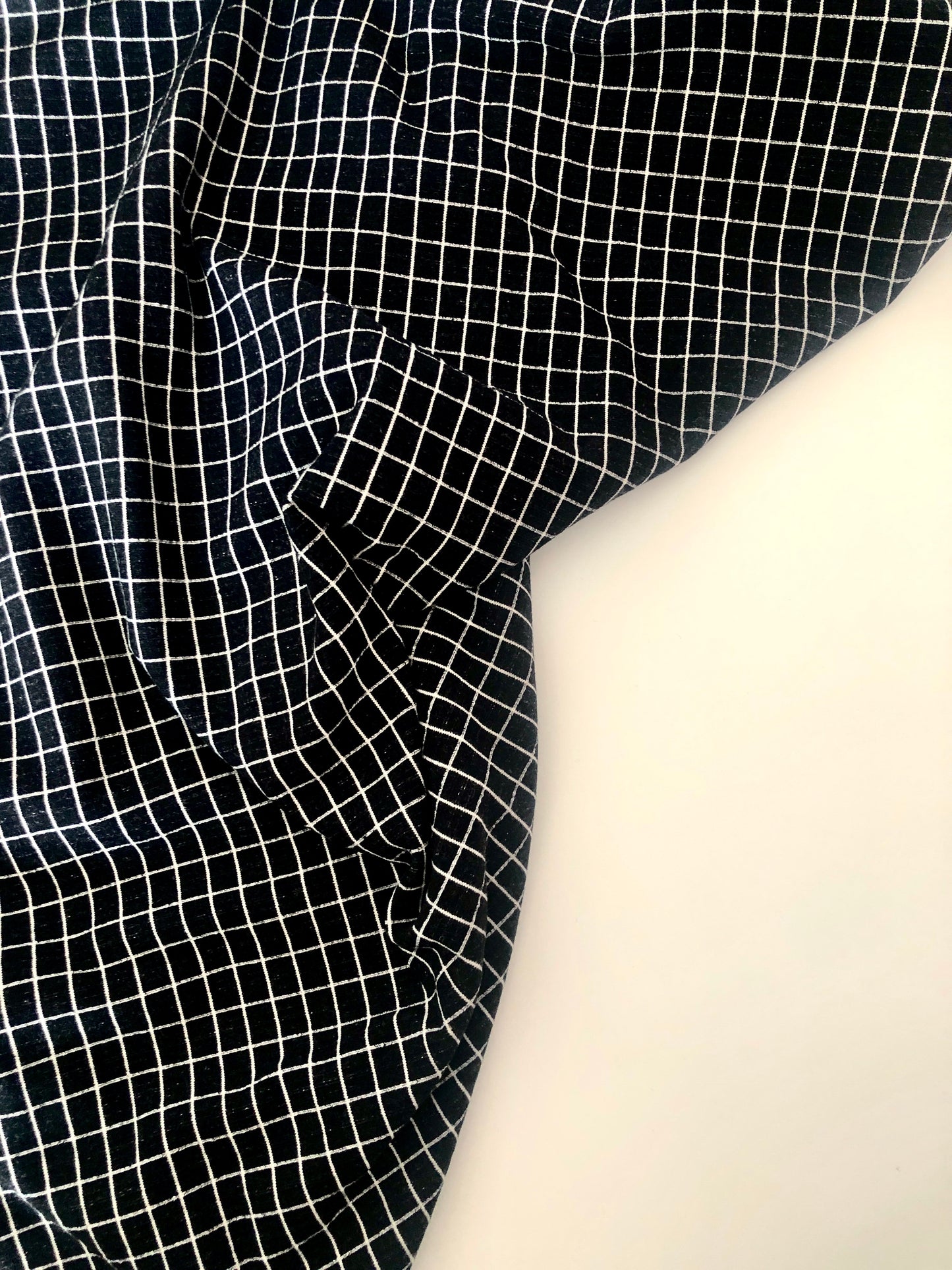 Checkerboard Cotton Jersey - Black - REMNANT - 3m x175cm - FLAW