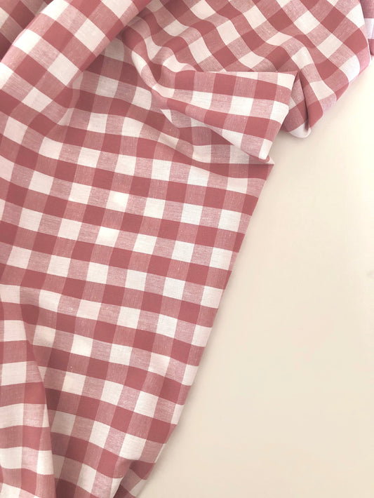 Large Cotton Gingham - Dusky Pink