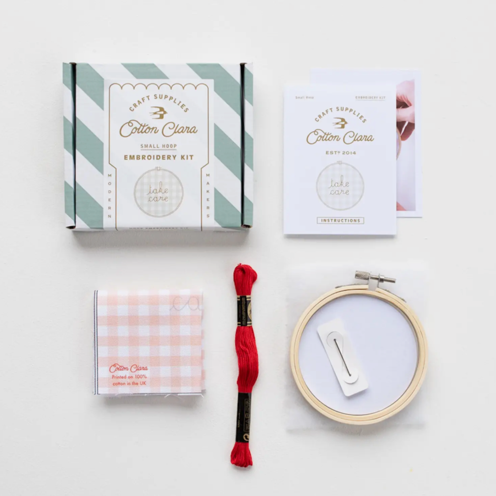 Gingham Hoop Embroidery Kit - Cotton Clara
